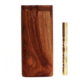 4″ Caribbean Rosewood Spring Lock Dugout & One hitter pipe-American Handcrafted Stash Boxes