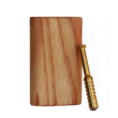 3" Snap Lock Dugout & One Hitter Pipe-Blonde Ash Wood-American Crafted Exotic Wood Stash Box