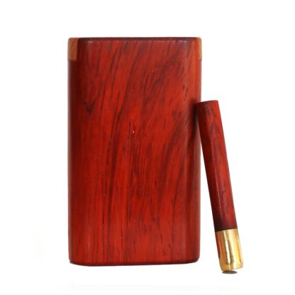 3" Snap Lock Dugout & One Hitter Pipe-Red Padauk-American Crafted Exotic Wood Stash Box