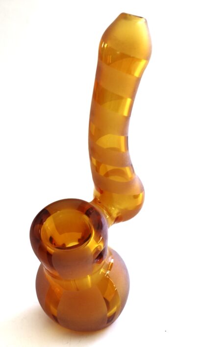 Mini-Glass Bubbler-Water Bong-Beaker-Striped Design-Thick Glass - Image 12