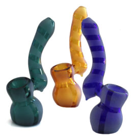 Mini-Glass Bubbler-Water Bong-Beaker-Striped Design-Thick Glass