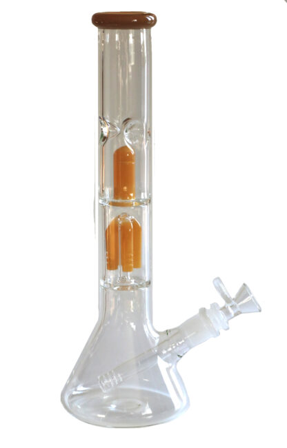 12" Clear Glass Bong-Slider & Herb Bowl-Amber Accents-Top quality Table top water beaker-bong-glass pipe - Image 9