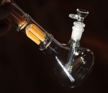 12" Clear Glass Bong-Slider & Herb Bowl-Amber Accents-Top quality Table top water beaker-bong-glass pipe - Image 4