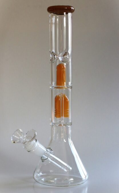 12" Clear Glass Bong-Slider & Herb Bowl-Amber Accents-Top quality Table top water beaker-bong-glass pipe - Image 3