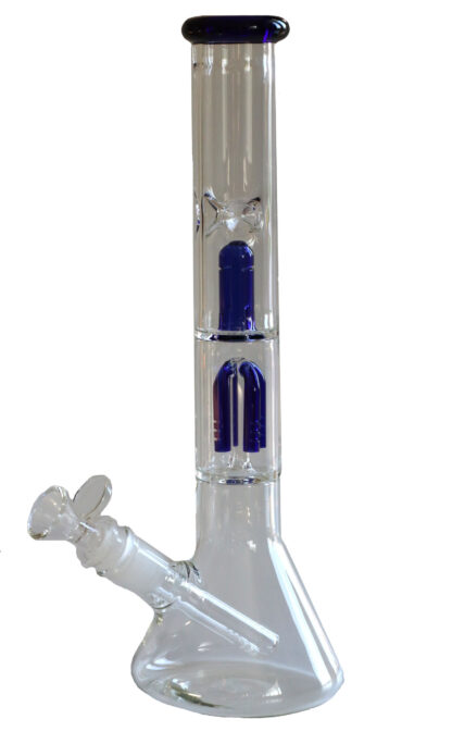 12" Clear Glass Bong-Slider & Herb Bowl-Blue Accents-Top quality Table top water beaker-bong-glass pipe - Image 7