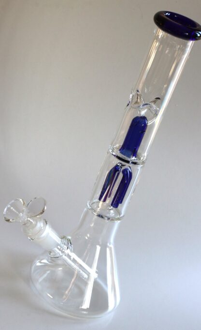 12" Clear Glass Bong-Slider & Herb Bowl-Blue Accents-Top quality Table top water beaker-bong-glass pipe - Image 6