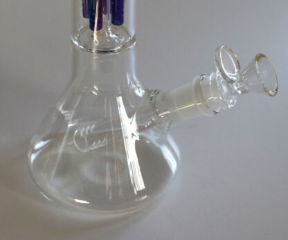 12" Clear Glass Bong-Slider & Herb Bowl-Blue Accents-Top quality Table top water beaker-bong-glass pipe - Image 4