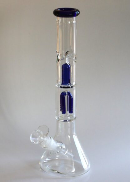 12" Clear Glass Bong-Slider & Herb Bowl-Blue Accents-Top quality Table top water beaker-bong-glass pipe - Image 2