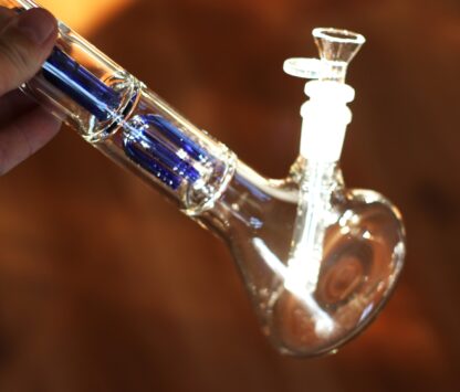 12" Clear Glass Bong-Slider & Herb Bowl-Blue Accents-Top quality Table top water beaker-bong-glass pipe - Image 3