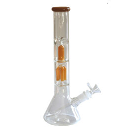 12″ Clear Glass Bong-Slider & Herb Bowl-Amber Accents-Top quality Table top water beaker-bong-glass pipe