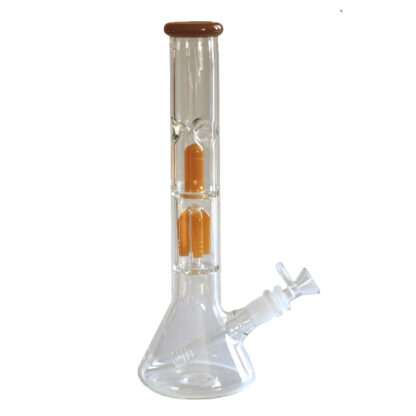 12" Clear Glass Bong-Slider & Herb Bowl-Amber Accents-Top quality Table top water beaker-bong-glass pipe