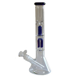 12″ Clear Glass Bong-Slider & Herb Bowl-Blue Accents-Top quality Table top water beaker-bong-glass pipe