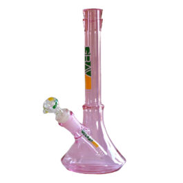 10″ Pink Glass Bong-GRAV Glass Water Pipe-Downstem & Male Herb Slide