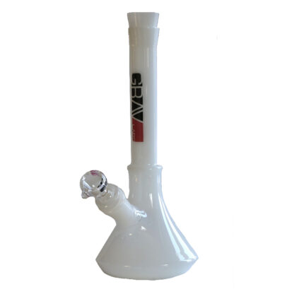 10" White Glass Bong-GRAV Glass Water Pipe-Downstem & Male Herb Slide